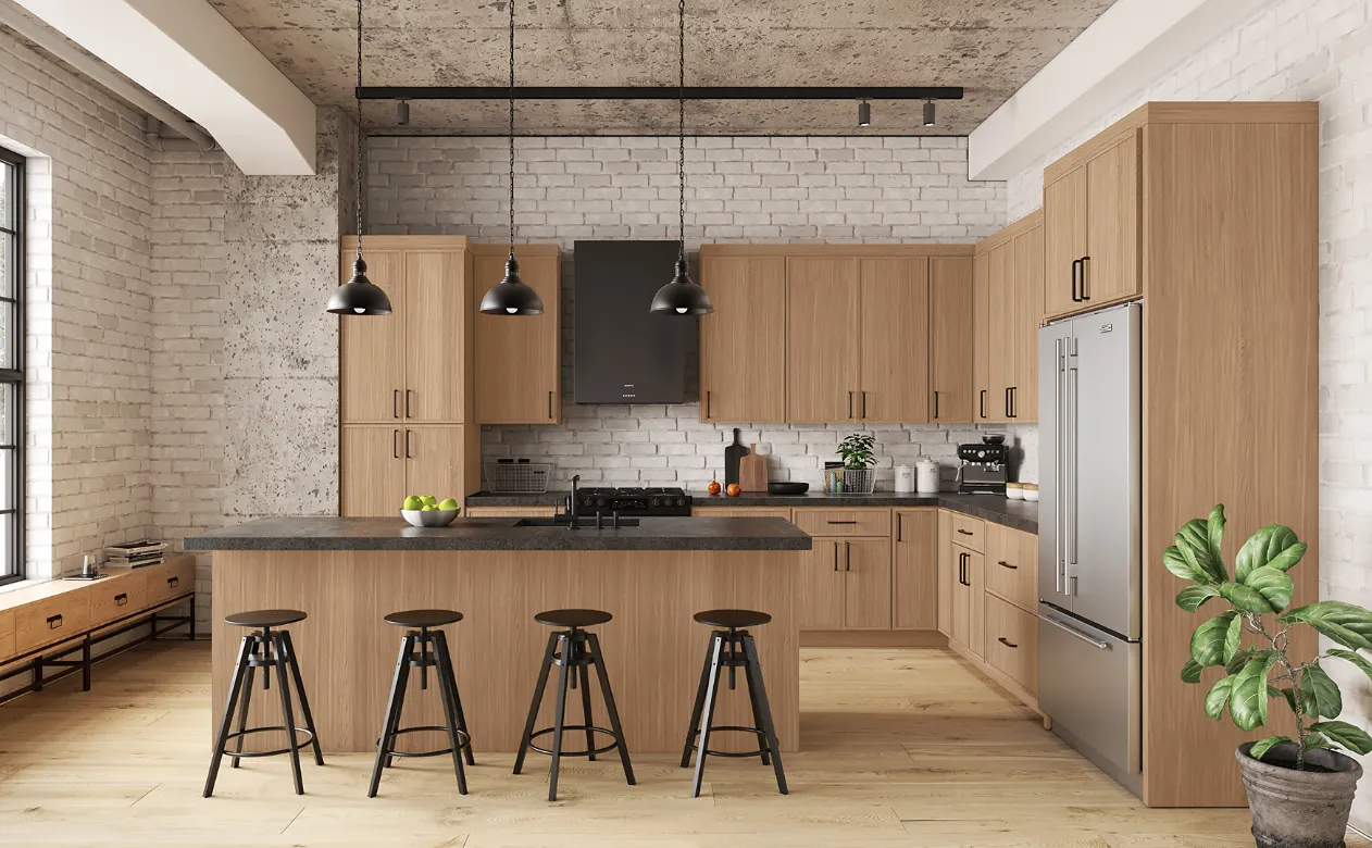 Kiba Kitchen with natural wood cabinets