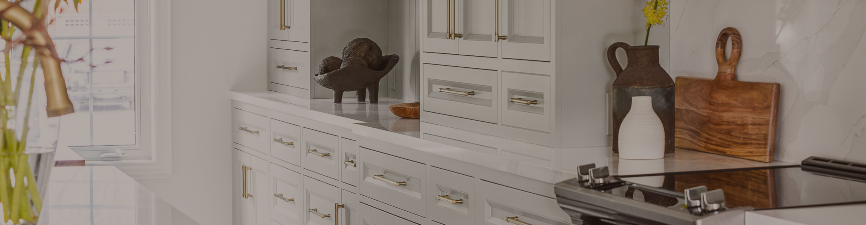White Cabinets in kitchen and decor 